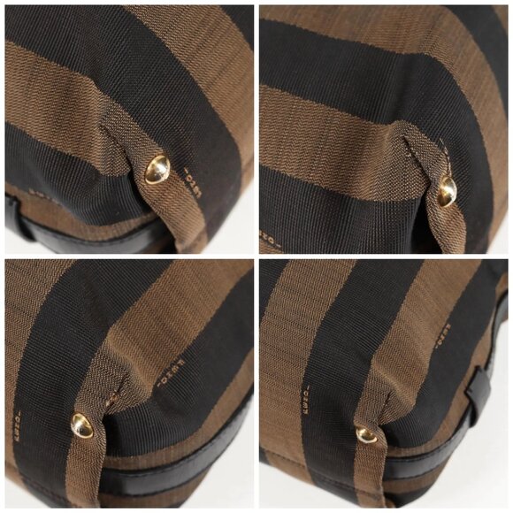 FENDI Pecan Canvas Backpack Brown Black Auth BA4760